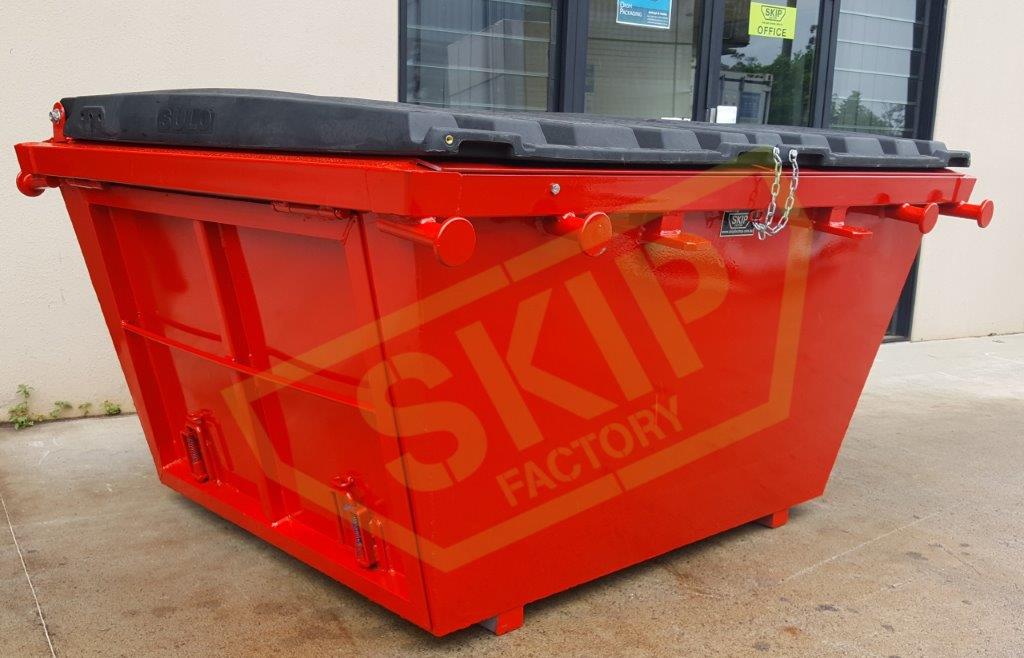 2m3 Lockable Skip Bin Red - Skip Factory